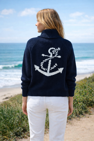 VINEYARD Shorter Cotton Anchor Cardigan