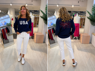 CASEY Hi Lo with USA & Fireworks Sweater
