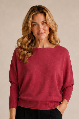 TERRACE Red Boatneck Sweater